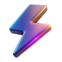 Gradient lightning sign 3d rendered icon isolated on the transparent background png