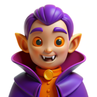Cute dracula vampire character with sharper teeth 3d rendered illustration. Halloween concept design element png