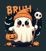 a cartoon character with a pumpkin and a pumpkin on it vector