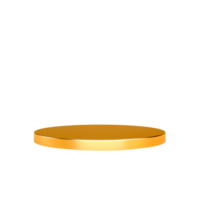 Gold podium or pedestal isolated on transparent background for product display. Empty golden platform 3D rendering. png