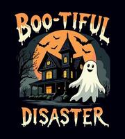 a halloween tshirt design for the witch's house with a ghost on the front vector