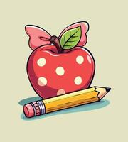 drawing of an apple with a pencil and a pencil. vector