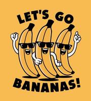 a yellow background with a bunch of bananas that says'let's go bananas vector