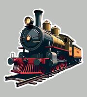 a model train with a picture of a train on the front. vector