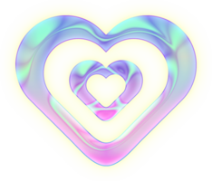 Holographic y2k heart shape design png