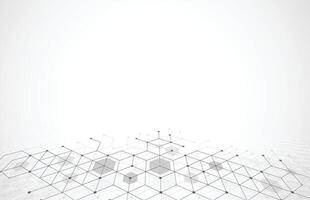 Abstract geometric boxes pattern dot line connection background. Modern technology with square mesh. Geometric on white background with lines. Cube cell vector