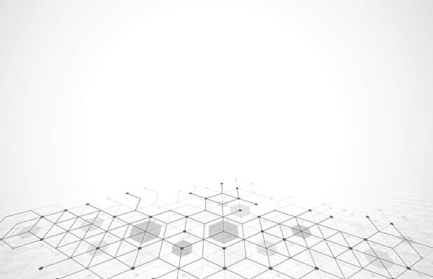 Abstract geometric boxes pattern dot line connection background. Modern technology with square mesh. Geometric on white background with lines. Cube cell