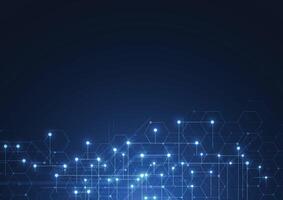 Abstract technology blue hexagons pattern background for Network connection concept with mesh dots and lines innovation vector