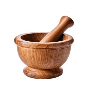 ristade trä murbruk och mortelstöt isolerat på transparent bakgrund png