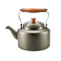 Camping Kettle with Wooden Handle Isolated on Transparent Background png