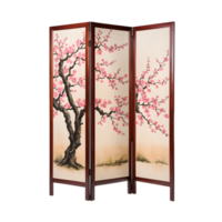 Folding Screen Featuring Sakura Tree Isolated on Transparent Background png