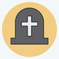 Icon Tombstone. related to Seath symbol. color mate style. simple illustration vector