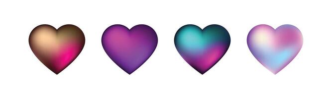 Set of 3d heart shapes, template, Isolated on white vector