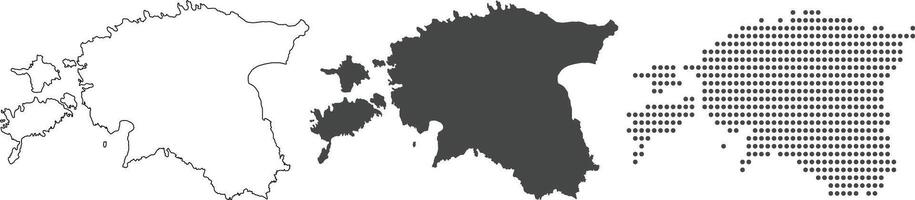 Estonia map in outline, grey color, dotted style vector