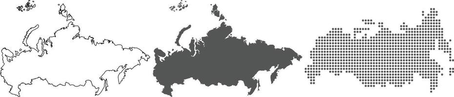 Russia map detailed in outline, grey color, dotted style vector
