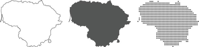 Lithuania map in outline, grey color, dotted style. vector