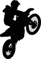 Men jumping while riding motocross silhouette vector