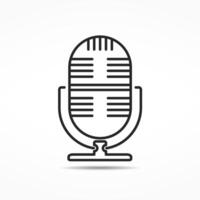 Minimal microphone line icon vector