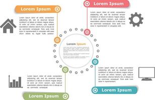 Circle diagram design template with four elements vector