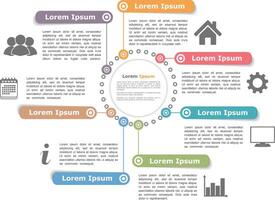 Circle diagram design template with seven elements vector