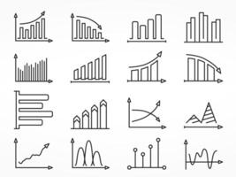 Line icons of different graphs vector