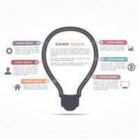 Infographics template with light bulb, six elements for your text vector