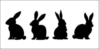 collection of different rabbit set silhouette illustration icons vector