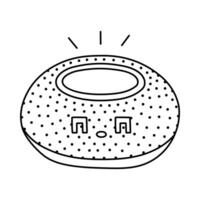 Cute doodle talking smart assistant with kawaii face. Virtual AI voice loudspeaker to control the house, listen music, talk. Wireless Internet of things technique isolated on white background vector