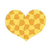 Cute yellow cartoon heart with checkered pattern in Y2k aesthetic. Retro love symbol from 90s and 00s. Hand drawn simple heart with print isolated on white background. Nostalgia for 1990s vibes. vector