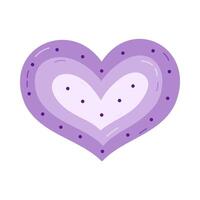Cute cartoon repeated heart with dots in Y2k aesthetic. Purple retro love symbol from 90s and 00s. Hand drawn simple heart with print isolated on white background. Nostalgia for 1990s vibes. vector
