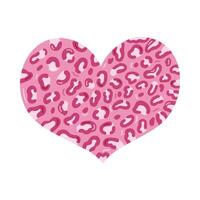 Cute pink cartoon heart with leopard pattern in Y2k aesthetic. Retro love symbol with animal print from 90s, 00s. Hand drawn simple heart isolated on white. Nostalgia for vintage and 1990s vibes vector