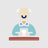 an illustration of a man with a mustache and a book vector
