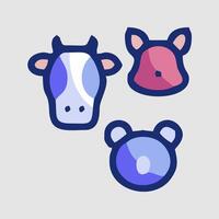 three different animals are shown in a flat style vector