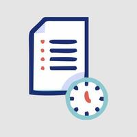 a clock and a paper document next to each other vector