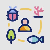 a colorful set of icons that show people and animals vector