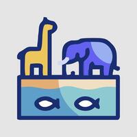 an elephant and giraffe are standing on a boat vector