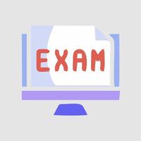 a computer monitor with the word exam written on it vector