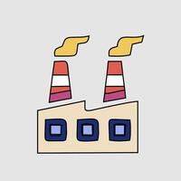 a factory with two chimneys and smoke coming out of them vector