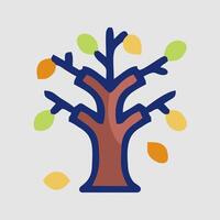 a tree with leaves on it and leaves on the ground vector