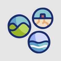three different icons for different types of landscapes vector
