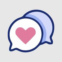 a pair of speech bubbles with a heart in the middle vector