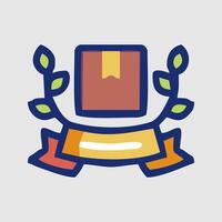 a book with a ribbon and laurels on it vector
