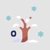 a snow covered tree with snowflakes and the number o vector