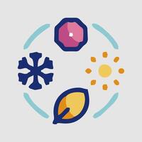a circle with four different types of weather symbols vector