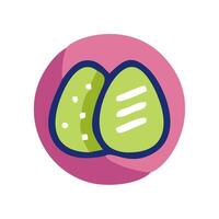 two green avocados in a circle with a white line vector