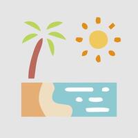a beach with palm trees and a sun vector