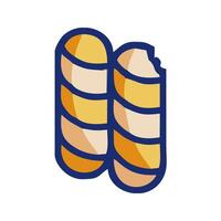 a pair of bread rolls with a blue border vector