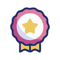 a star badge with a ribbon around it vector