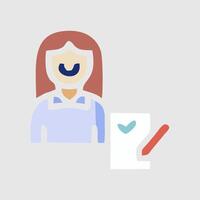 a woman with a mask and a check mark next to her vector