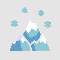 a flat design of a mountain with snowflakes vector
